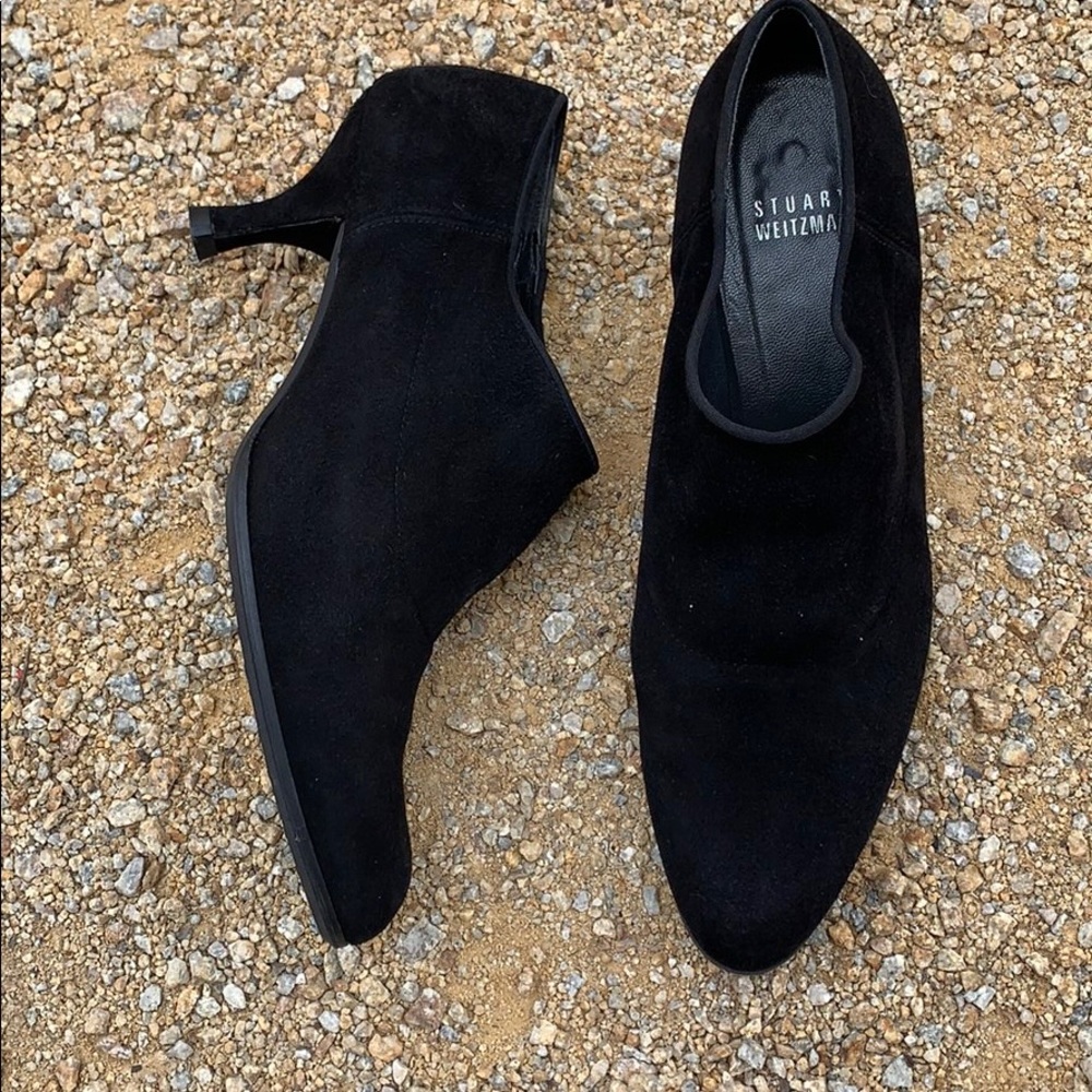 Stuart Weitzman Black Suede Ankle Booties